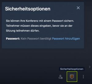 Sicherheitsoptionen - Passwort vergeben