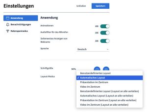 Features BigBlueButton Version 2.4 - Layout Einstellungen