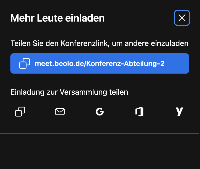 Jitsi Meet Videokonferenz Funktionen Toolbar Symbol Einstellungen Mehr Leute einladen