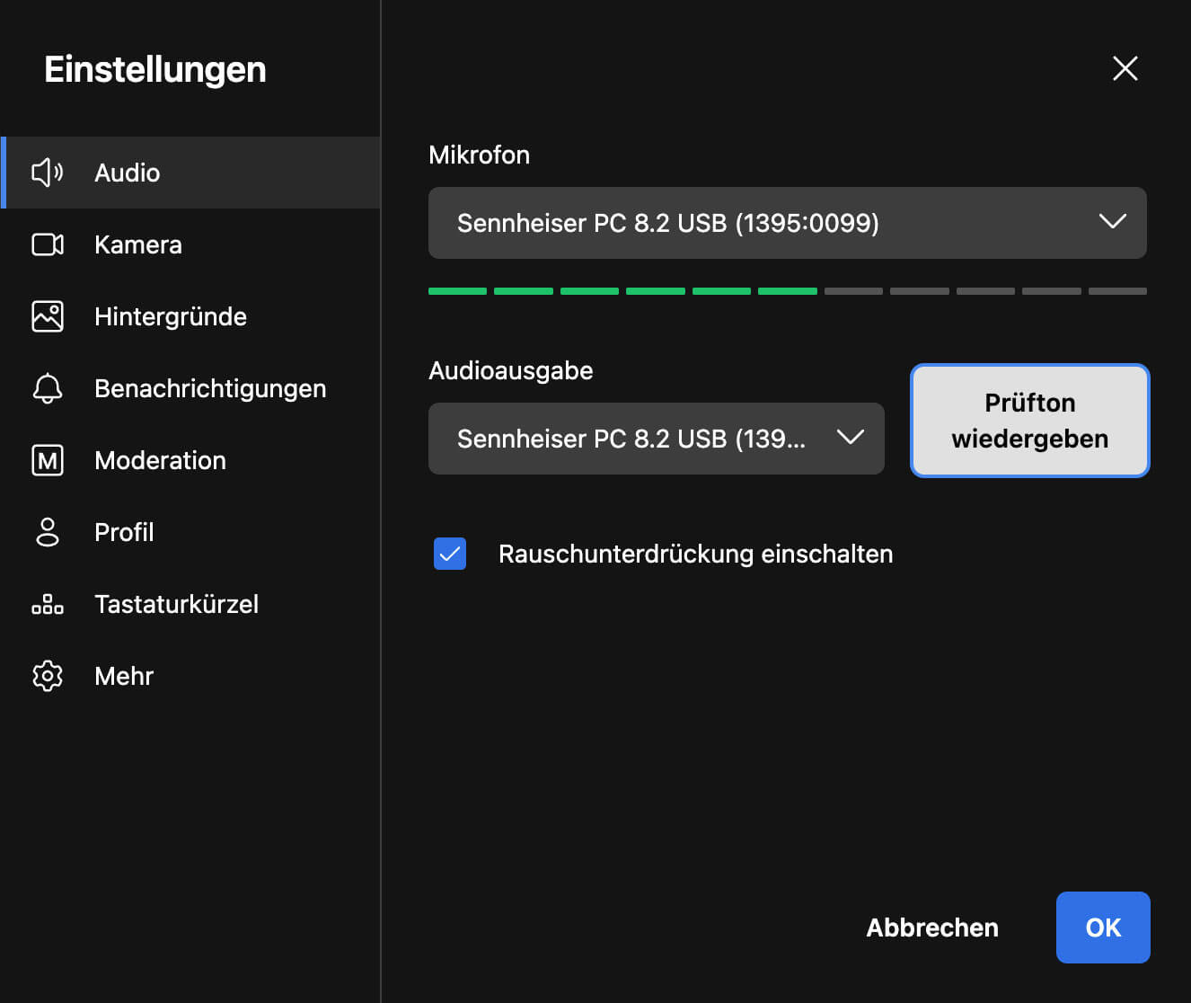 Jitsi Meet* Einstellungen Jitsi Meet Einstellungen Audio