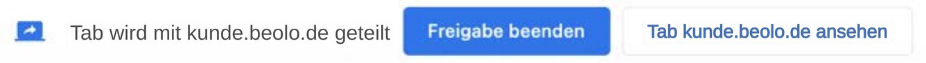 Jitsi Meet Audio teilen: Leiste mit Button Freigabe beenden