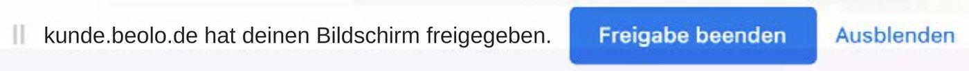 Jitsi Meet* Bildschirmfreigabe Jitsi Meet Bildschirmfreigabe beenden über die Hinweisleiste im Browser